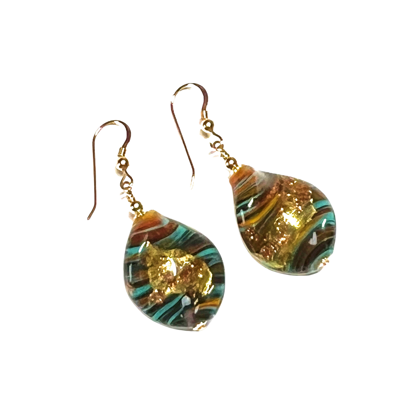 Murano Colorful Fiesta Twist Gold Earrings