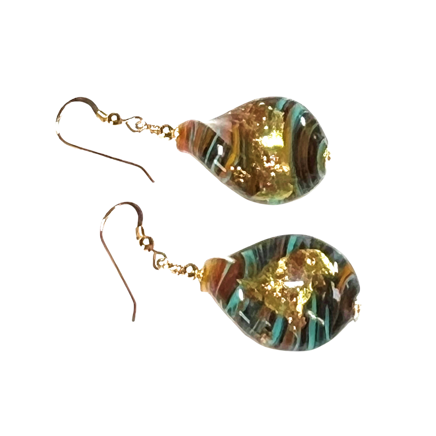 Murano Colorful Fiesta Twist Gold Earrings