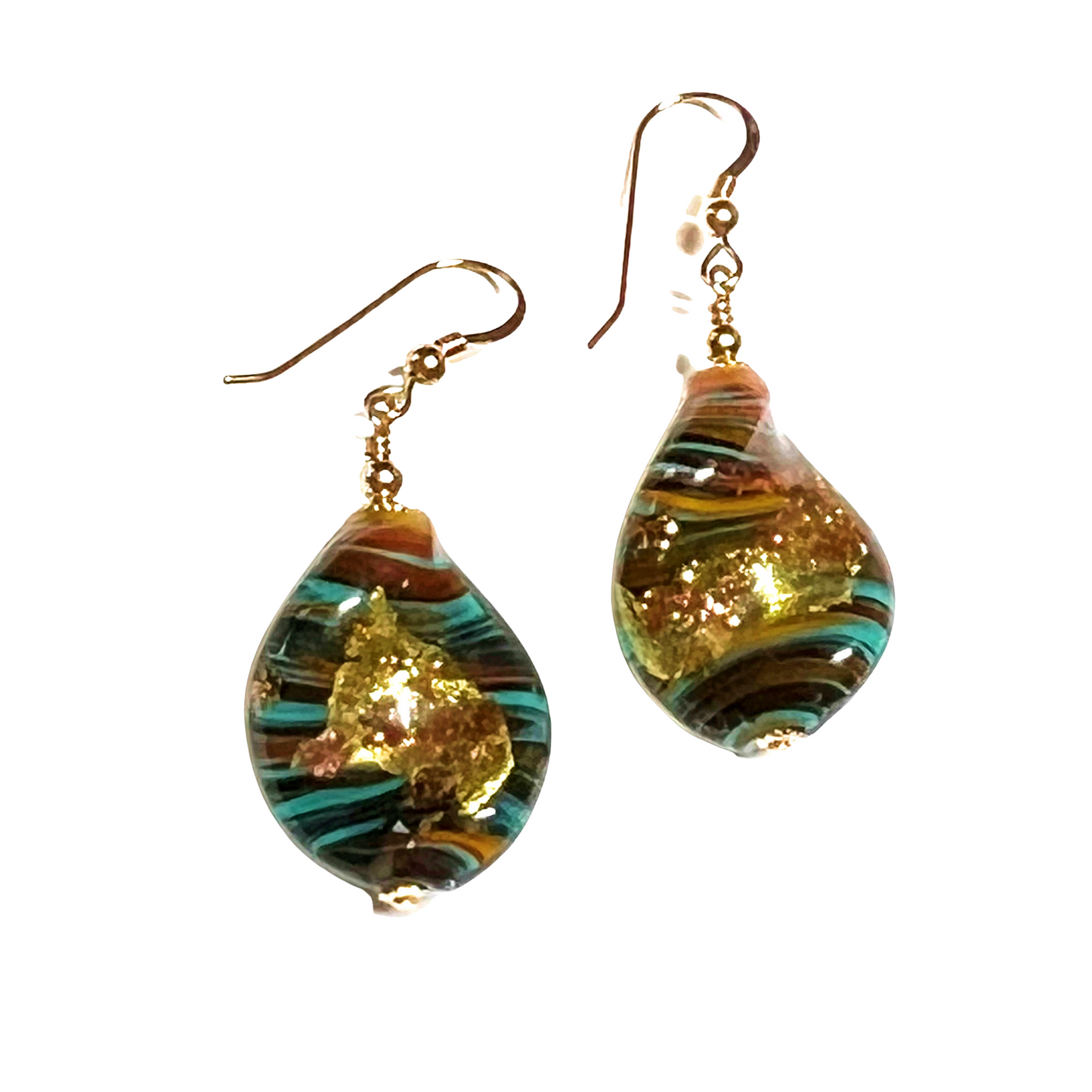 Murano Colorful Fiesta Twist Gold Earrings