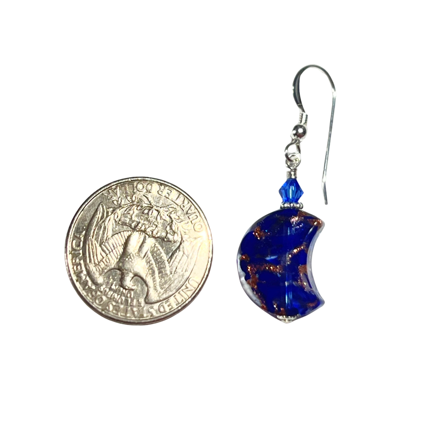 Murano Cobalt Blue Moon Sterling Silver Earrings