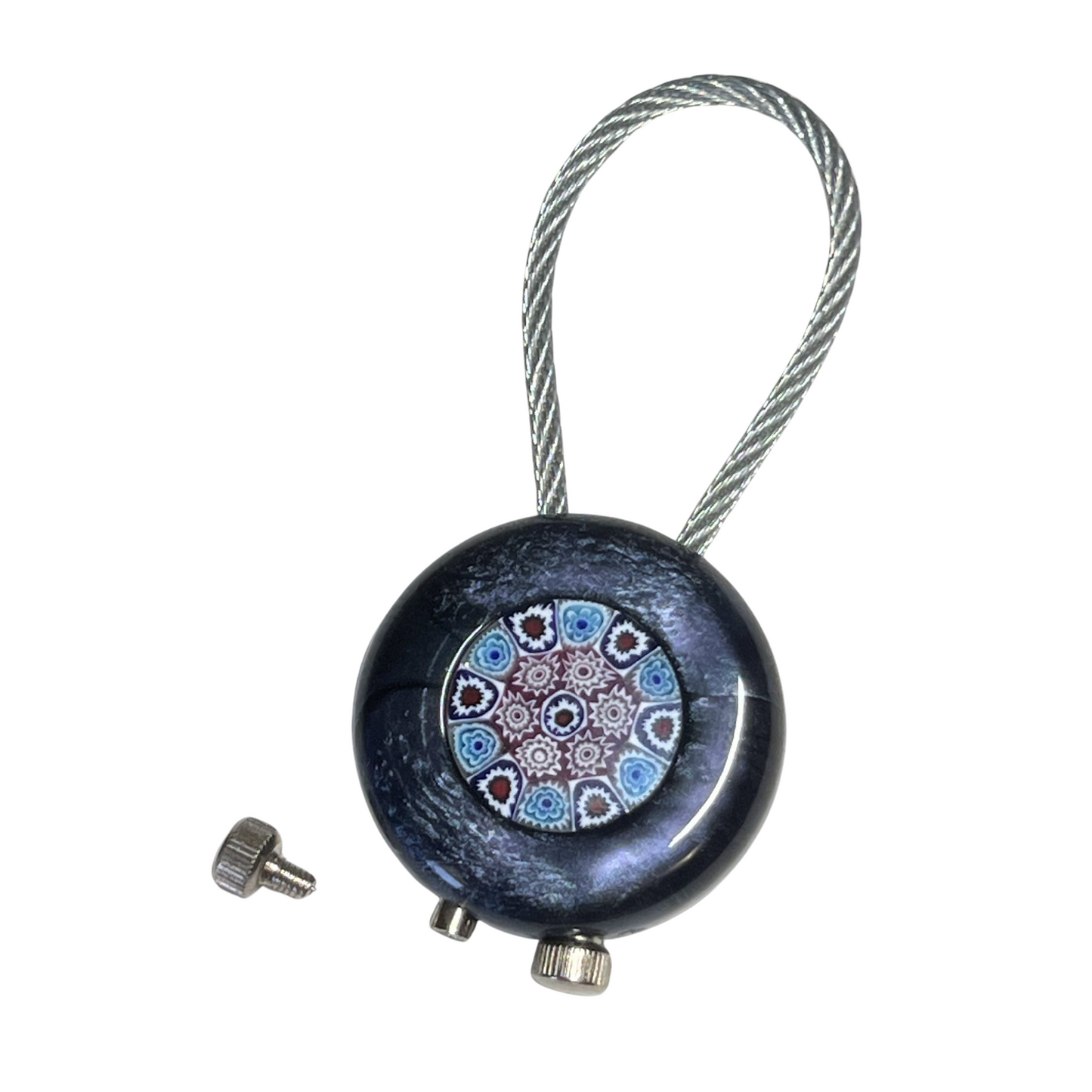 Murano Dark Gray Pearl Keychain
