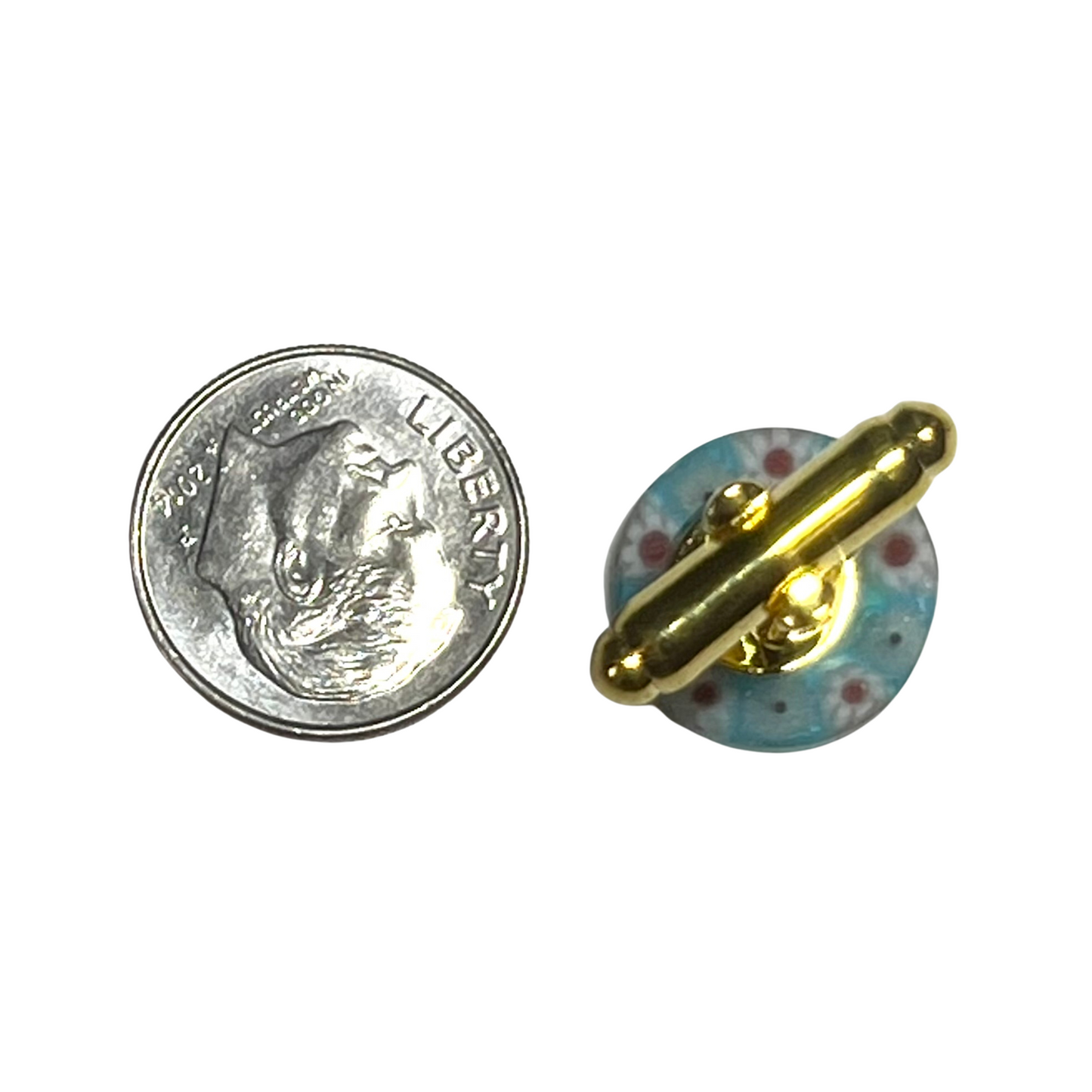 Murano Green Millefiori Round Gold Cuff Links