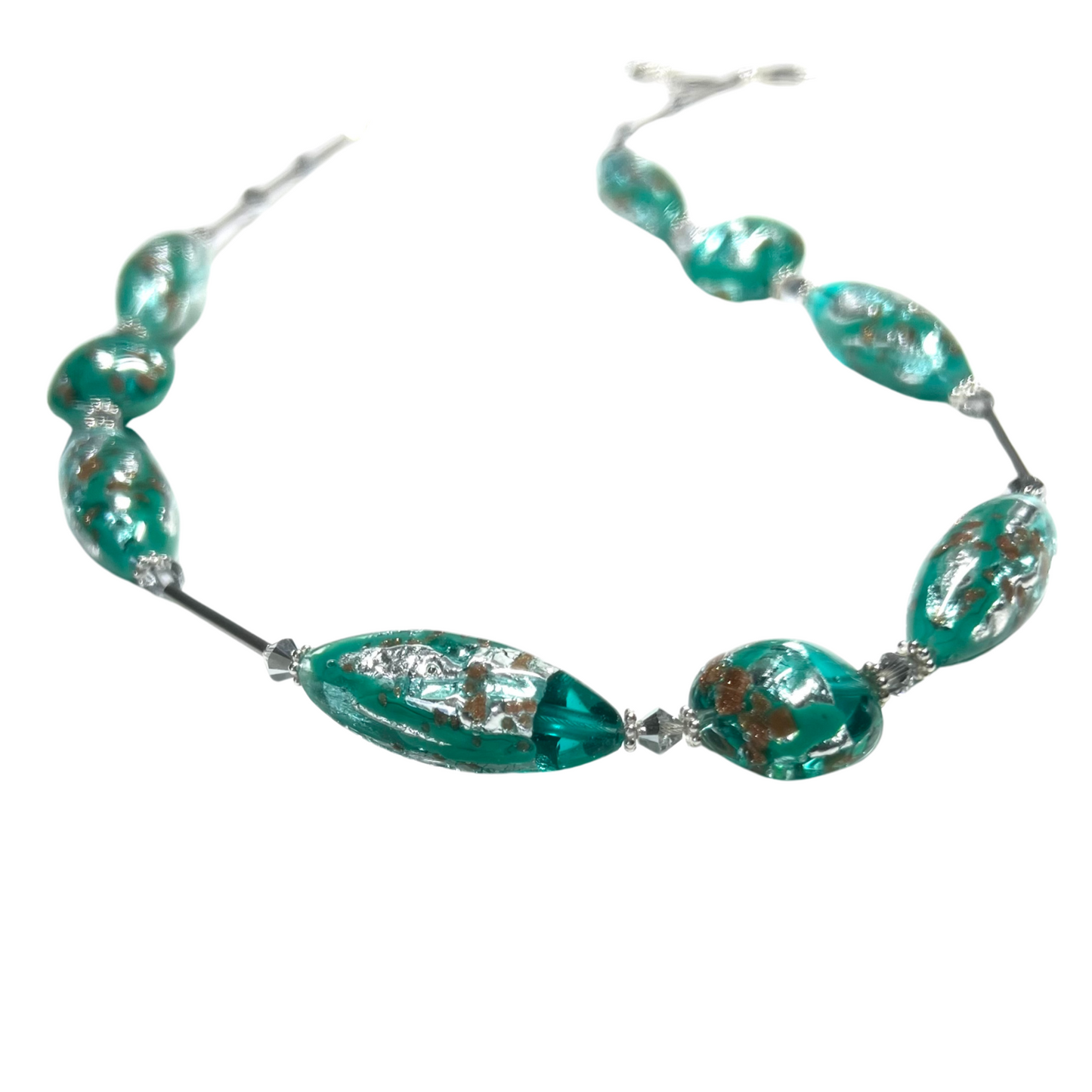 Murano Glass Sea Foam Green Silver Necklace