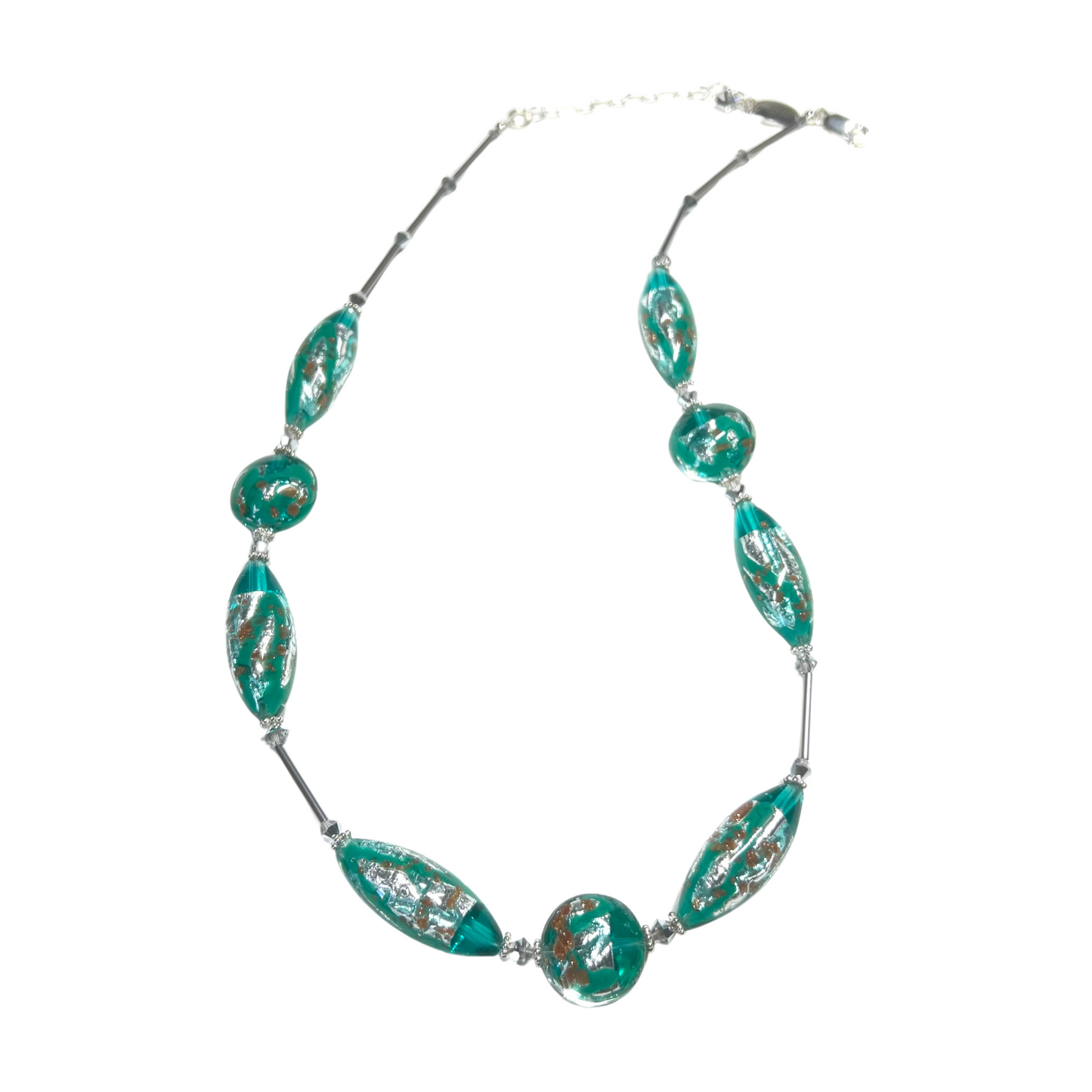 Murano Glass Sea Foam Green Silver Necklace