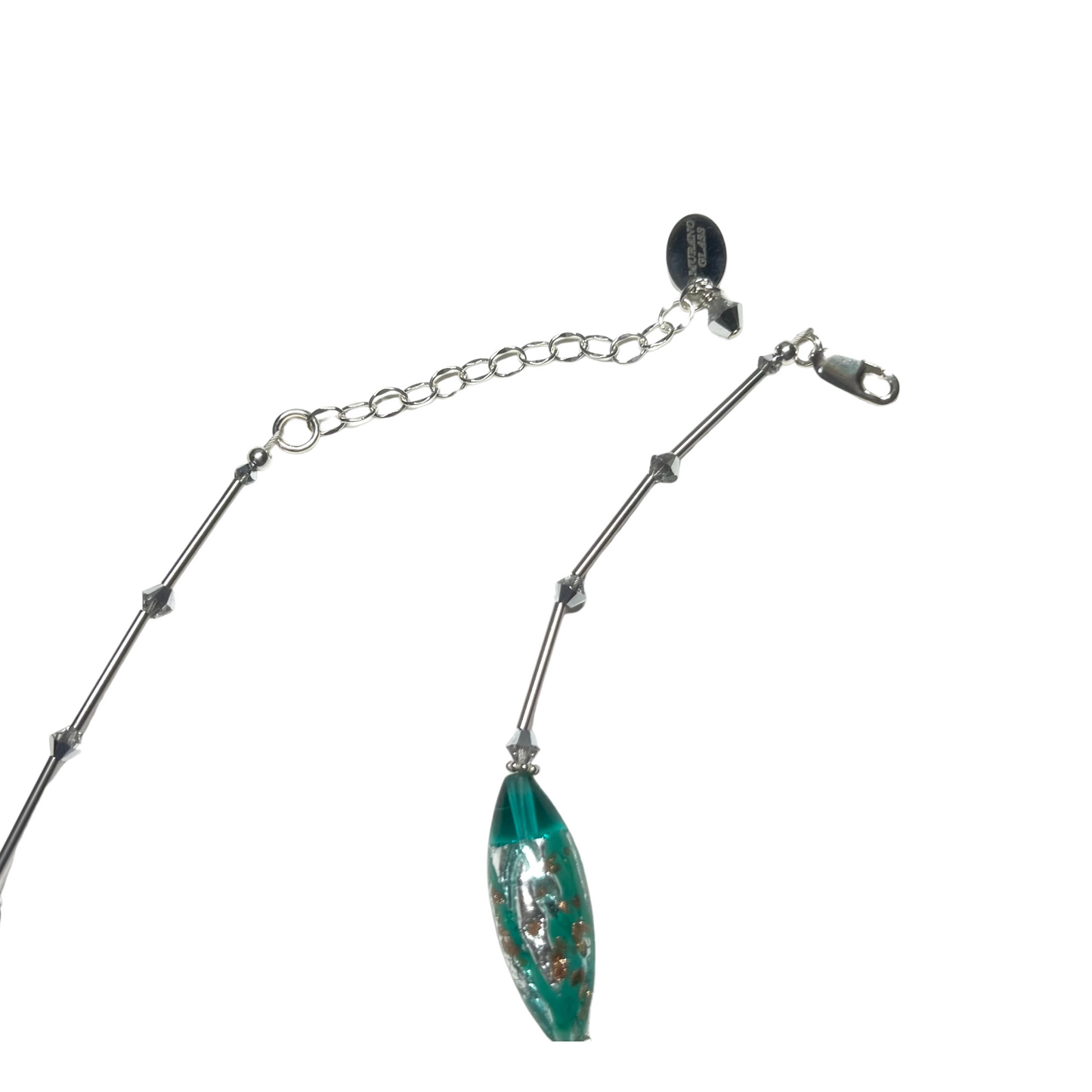 Murano Glass Sea Foam Green Silver Necklace