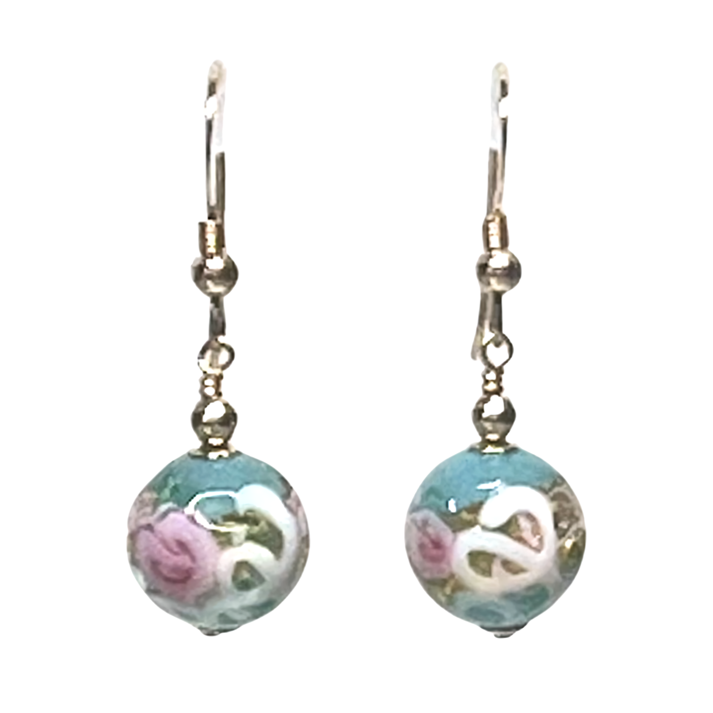 Italian Murano Turquoise Rose Gold Earrings