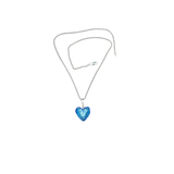 a blue Murano heart shaped pendant on a silver chain