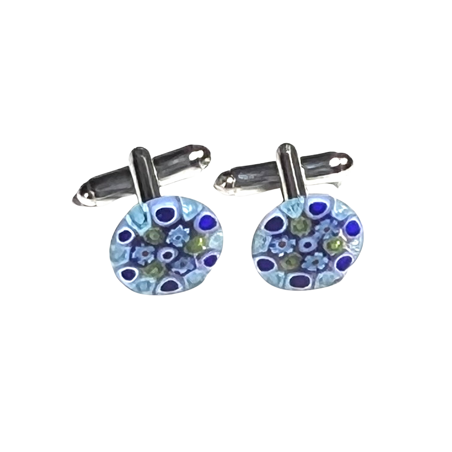 Murano Blue Green Millefiori Cuff Links