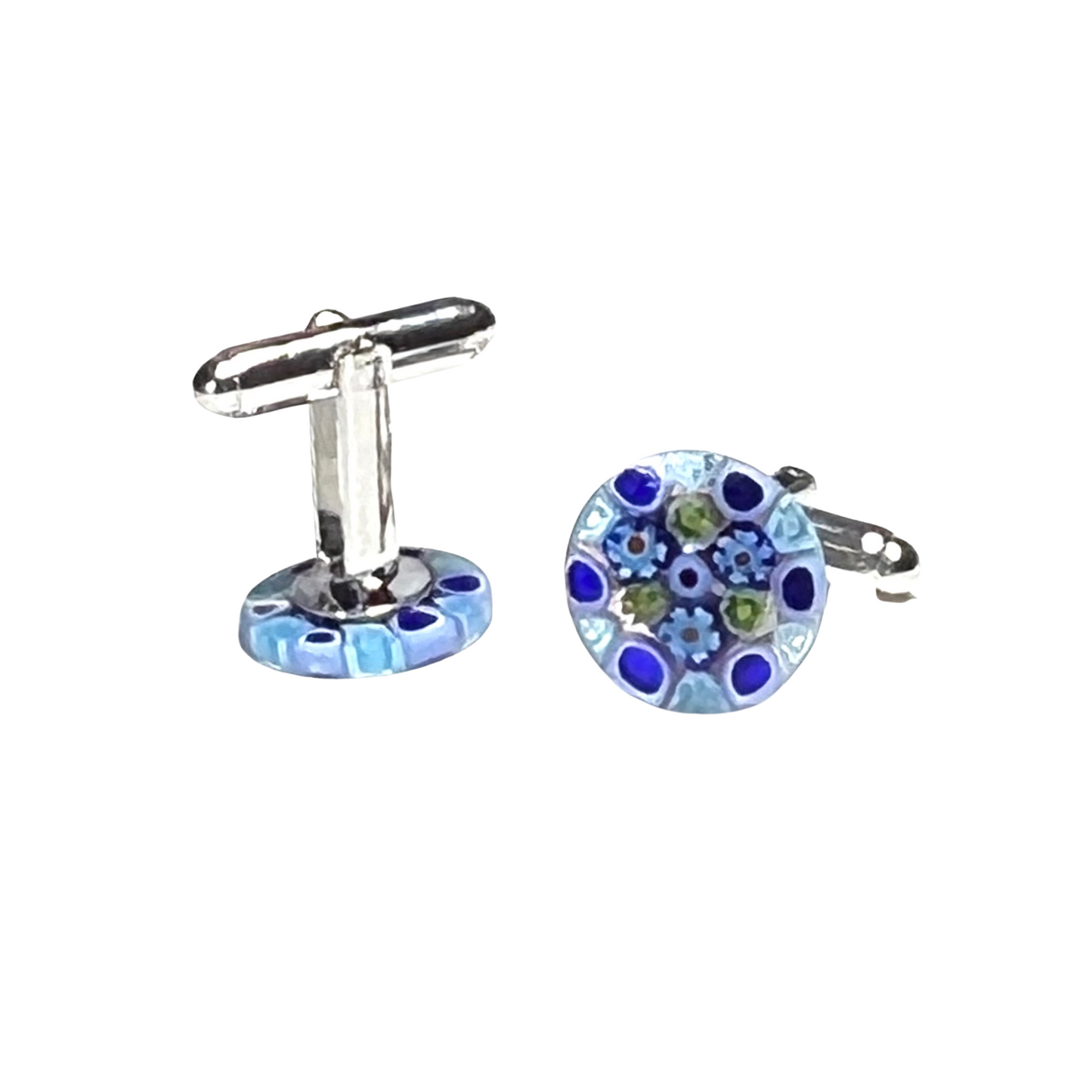 Murano Blue Green Millefiori Cuff Links