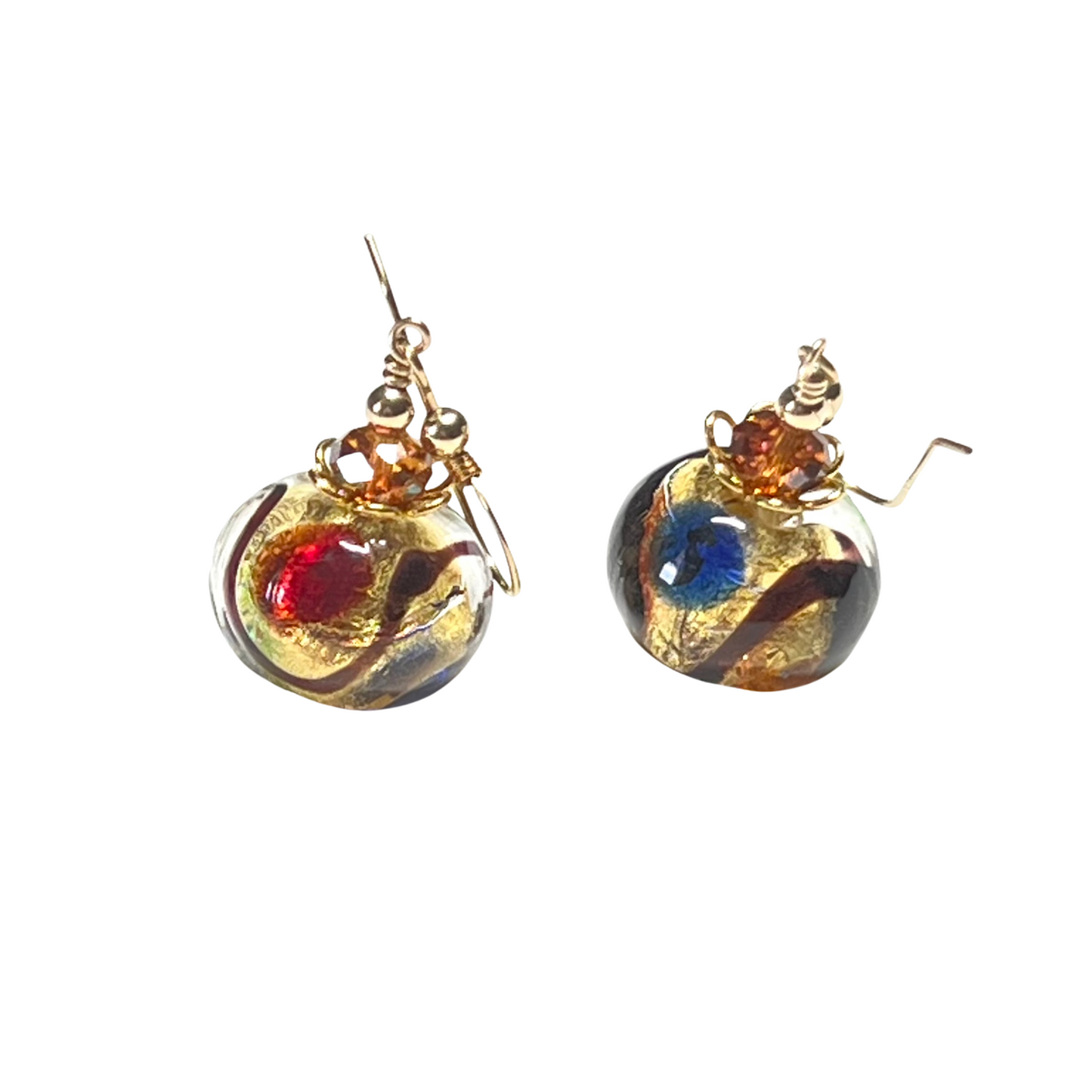 Murano Colorful Fun Dot Gold Earrings