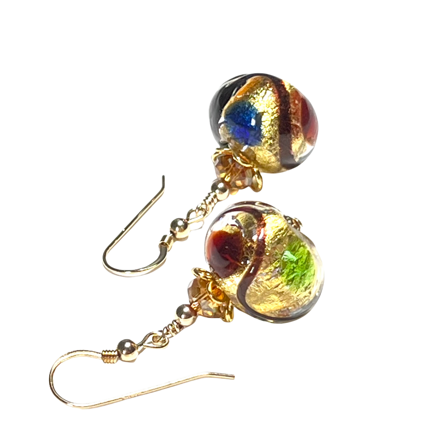 Murano Colorful Fun Dot Gold Earrings