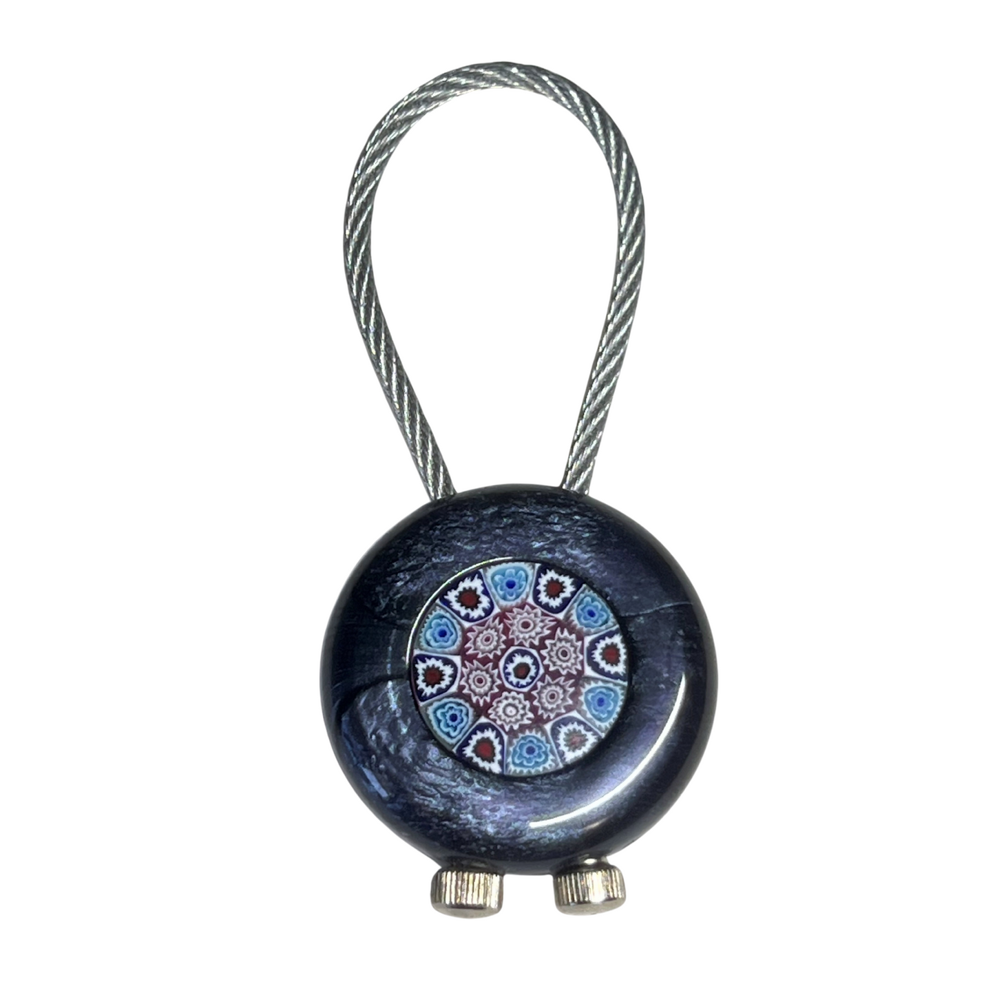 Murano Dark Gray Pearl Keychain