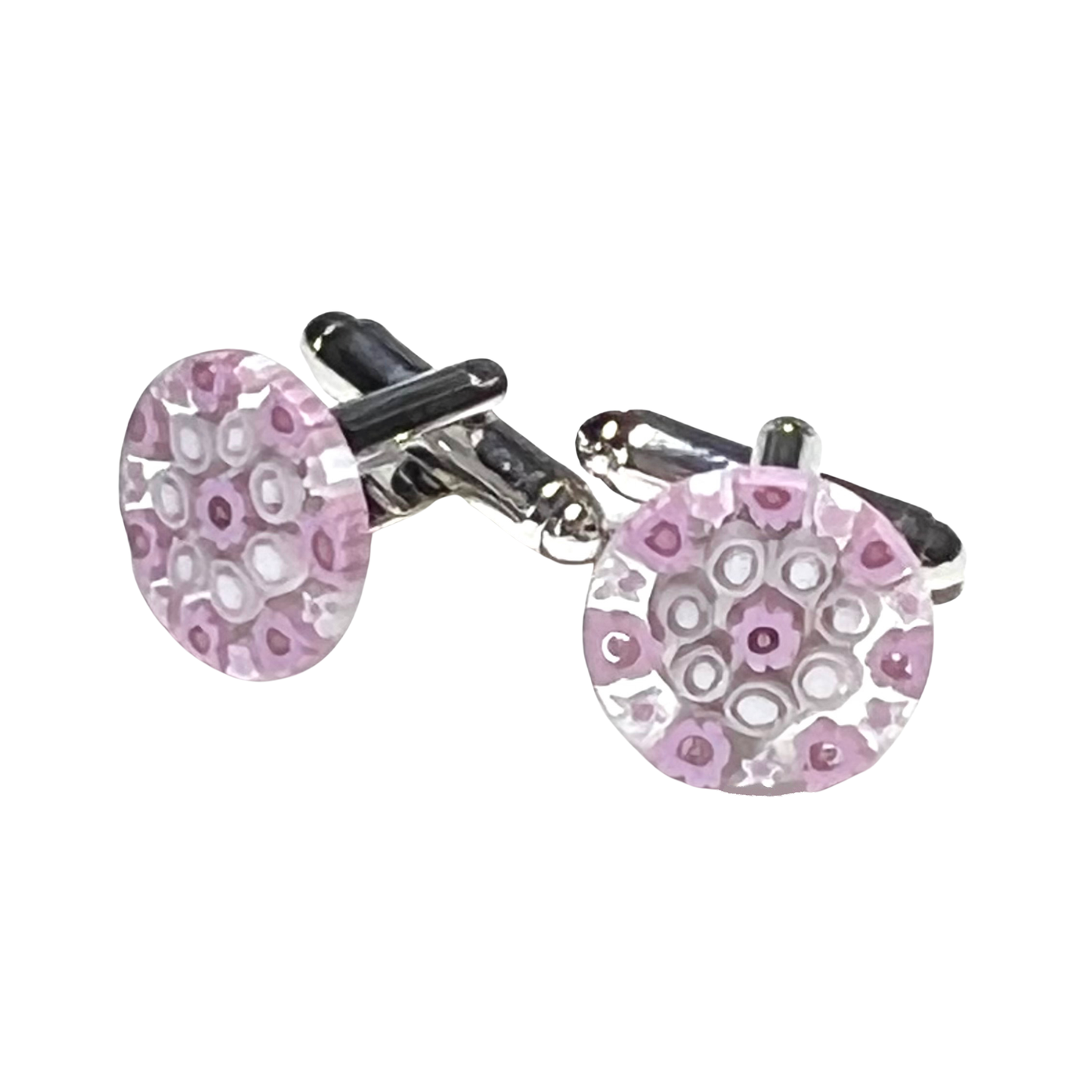 Murano Millefiori Pink White Cuff Links