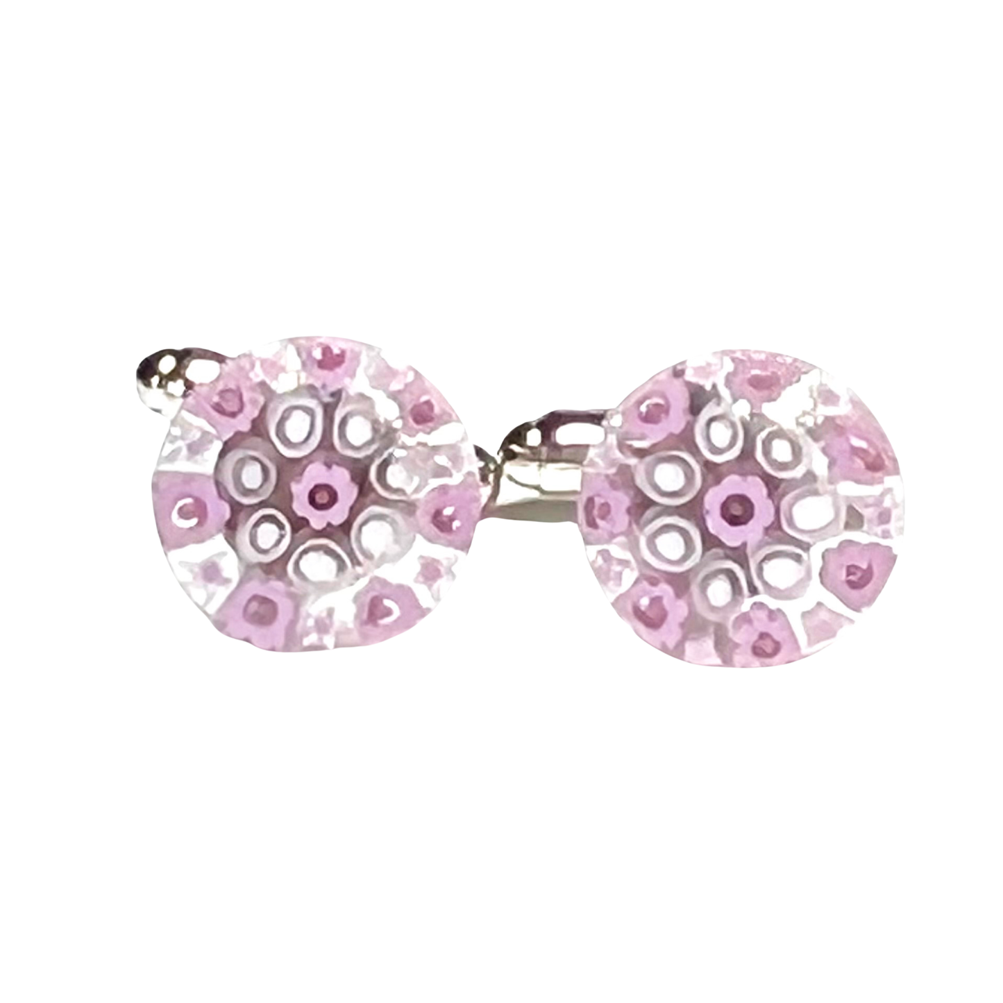 Murano Millefiori Pink White Cuff Links