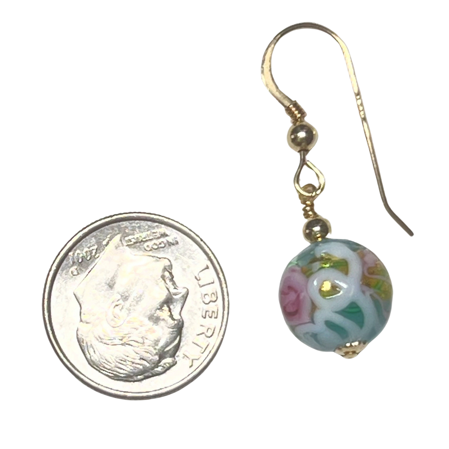 Italian Murano Turquoise Rose Gold Earrings