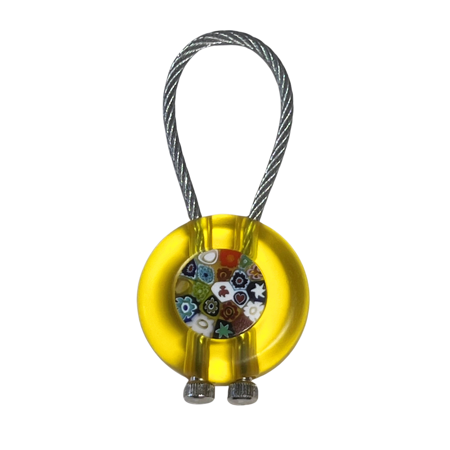 Murano Yellow Millefiori Keychain