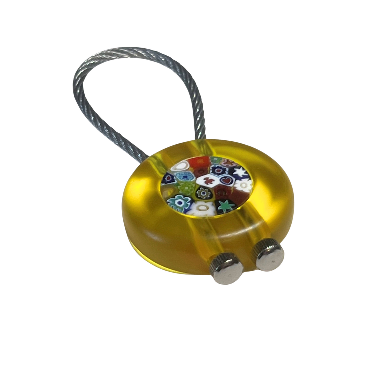 Murano Yellow Millefiori Keychain