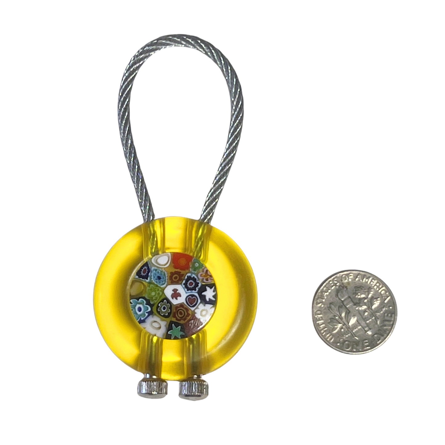 Murano Yellow Millefiori Keychain