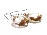 Murano Glass Topaz Disc Silver Earrings, Venetian Glass Custom Made Jewelry - JKC Murano