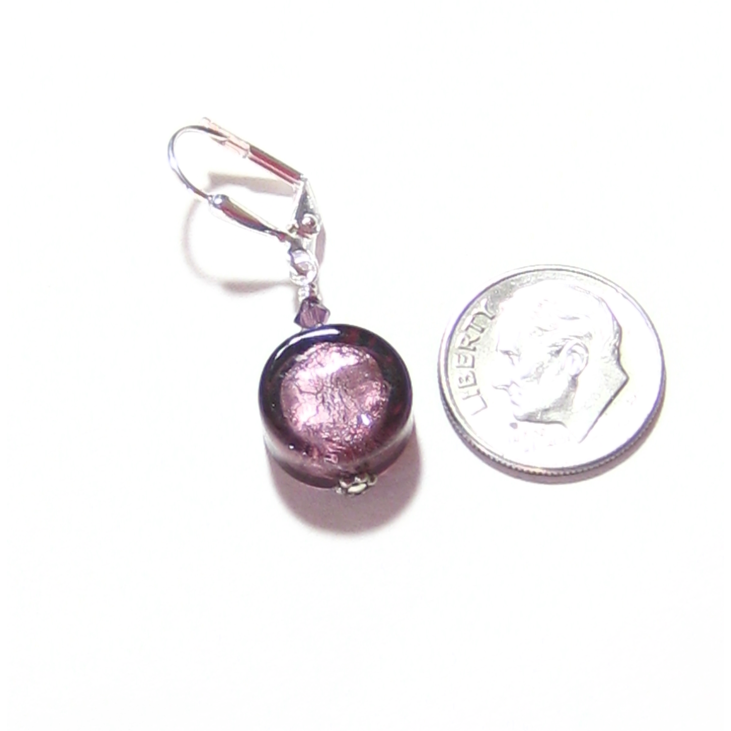Murano Glass Purple Coin Silver Earrings by JKC Murano - JKC Murano