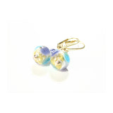 Murano Glass Aqua Plum Ball Gold Earrings - JKC Murano