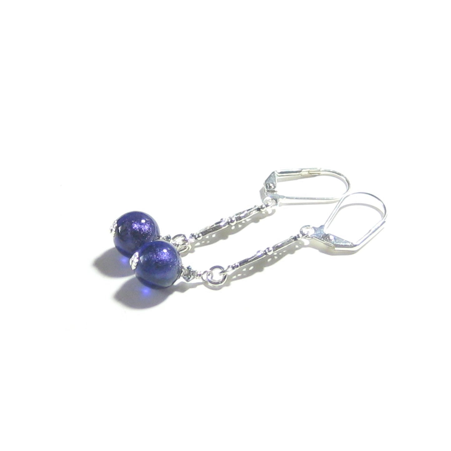 Murano Italian Glass Plum Purple Sterling Silver Earrings - JKC Murano