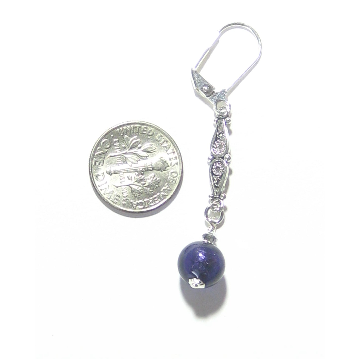 Murano Italian Glass Plum Purple Sterling Silver Earrings - JKC Murano