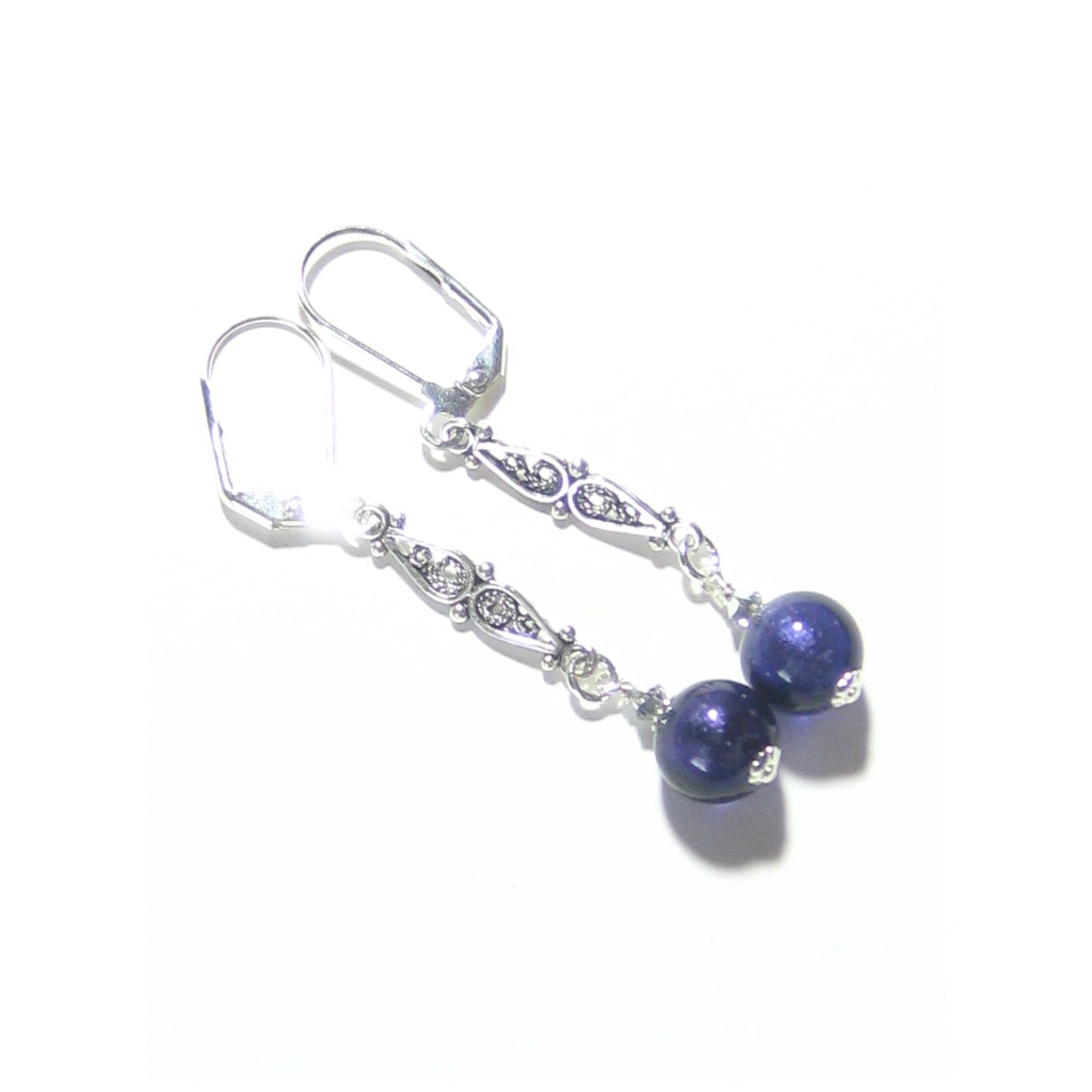 Murano Italian Glass Plum Purple Sterling Silver Earrings - JKC Murano