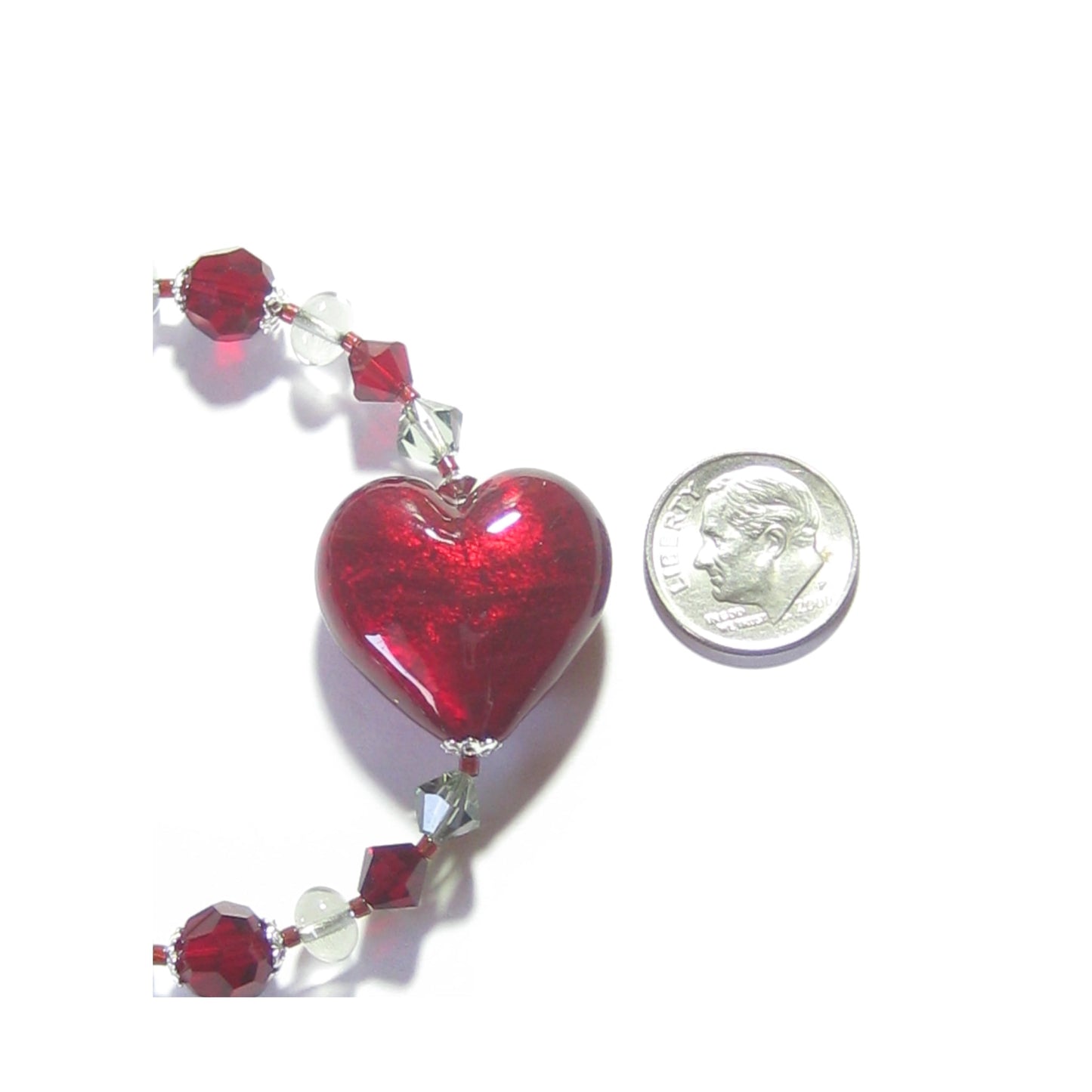 Murano Glass Red Heart Sterling Silver Bracelet - JKC Murano