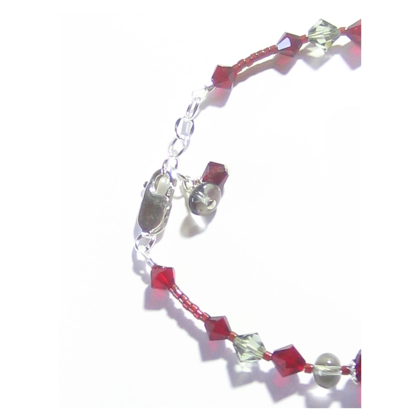 Murano Glass Red Heart Sterling Silver Bracelet - JKC Murano