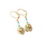 Murano Glass Aqua Copper Ball Gold Earrings - JKC Murano