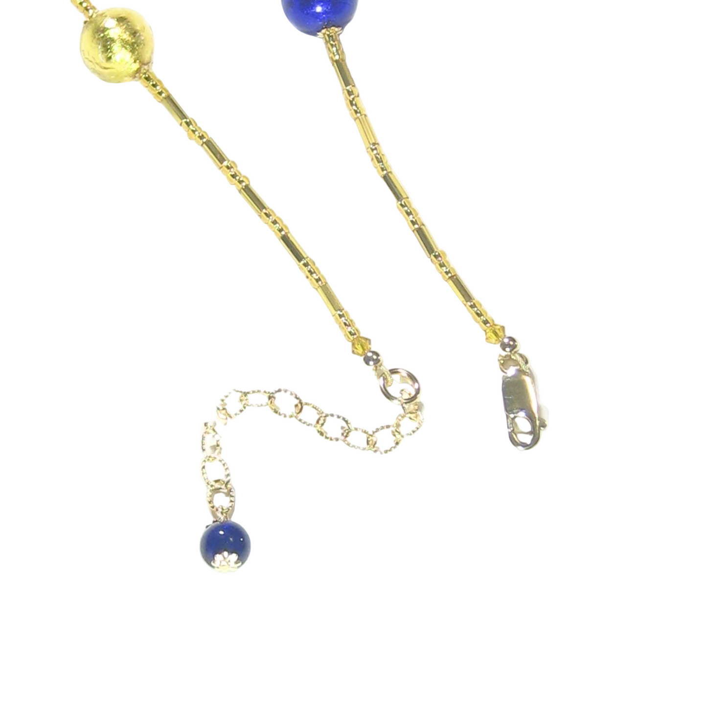 Murano Glass Colorful Ball Long Gold Necklace - JKC Murano