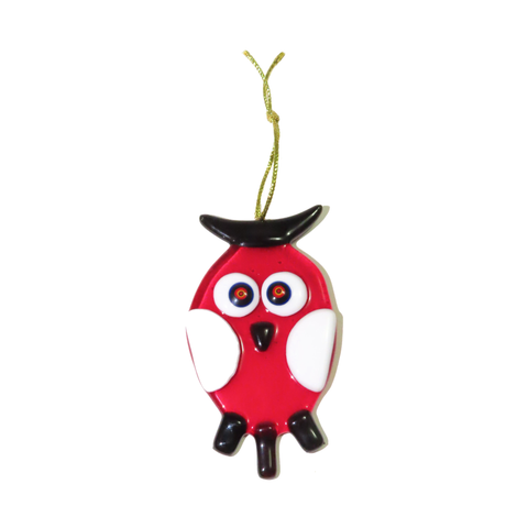 Murano Glass Red Owl Tree Ornament