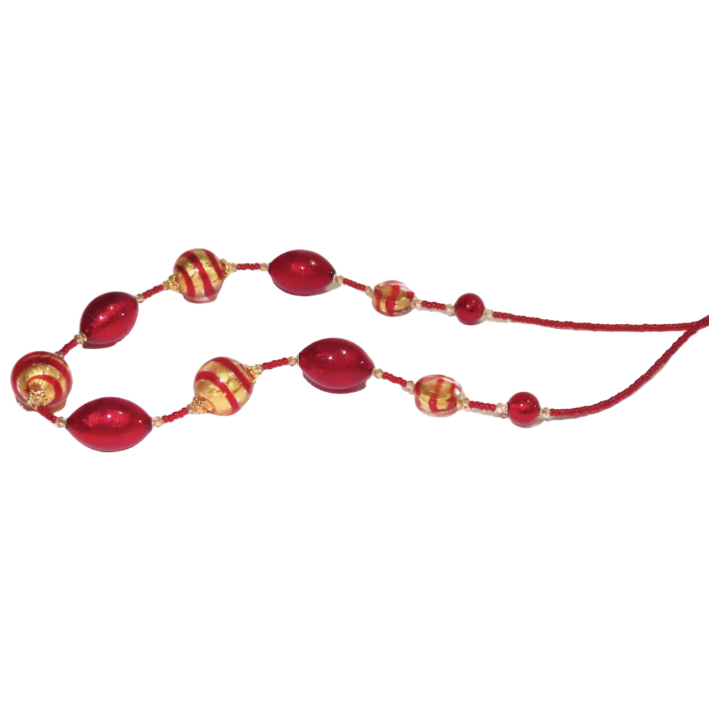 Murano glass red gold necklace