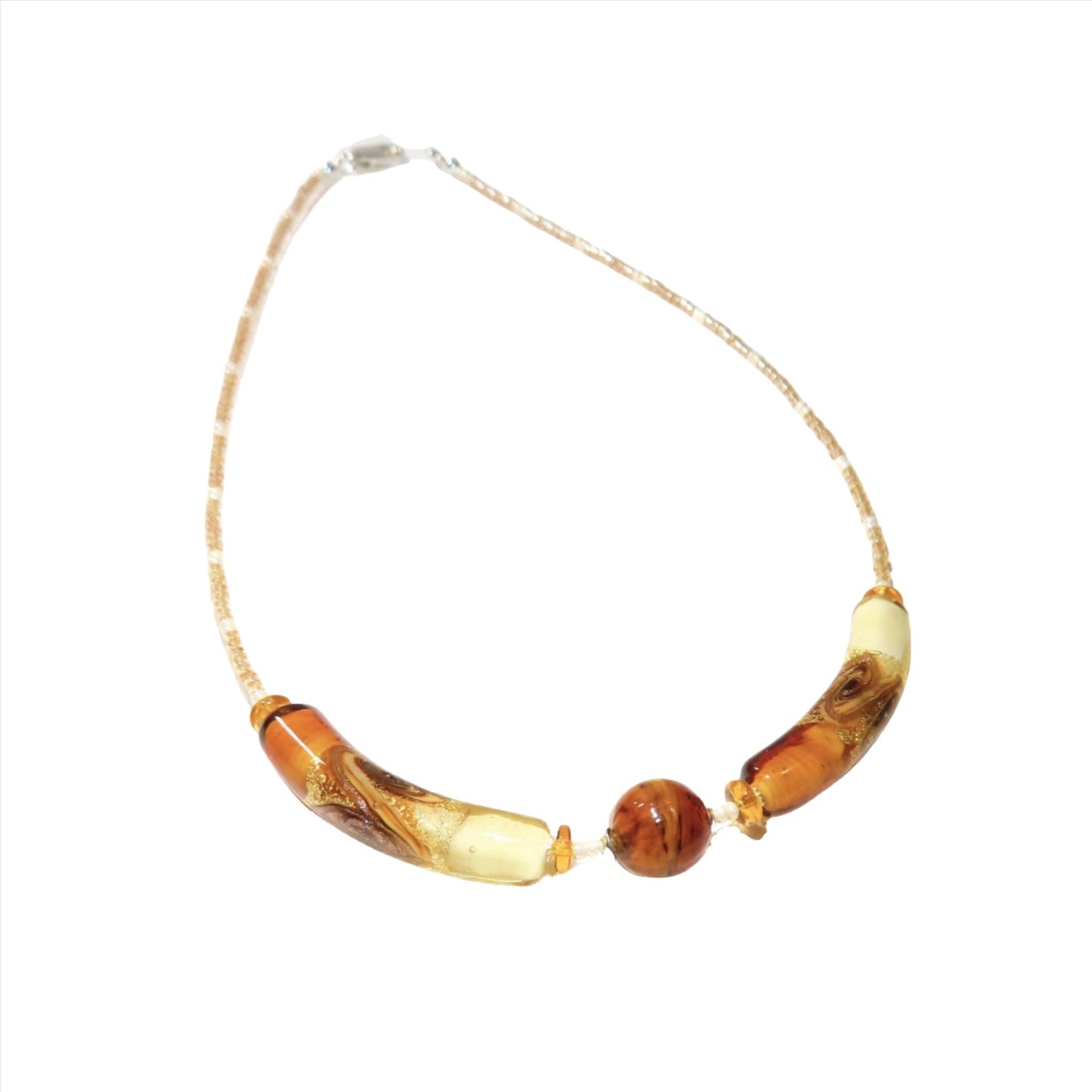 Murano Glass Topaz Swirl Tube Necklace by JKC Murano