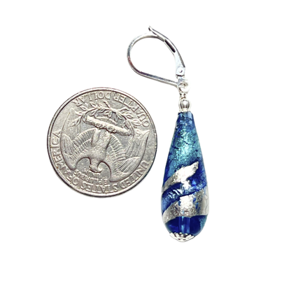 Murano Glass Earrings: Aqua Blue Swirl Teardrops – JKC Murano