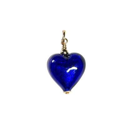 Collier pendentif cœur Murano bleu cobalt, petit modèle