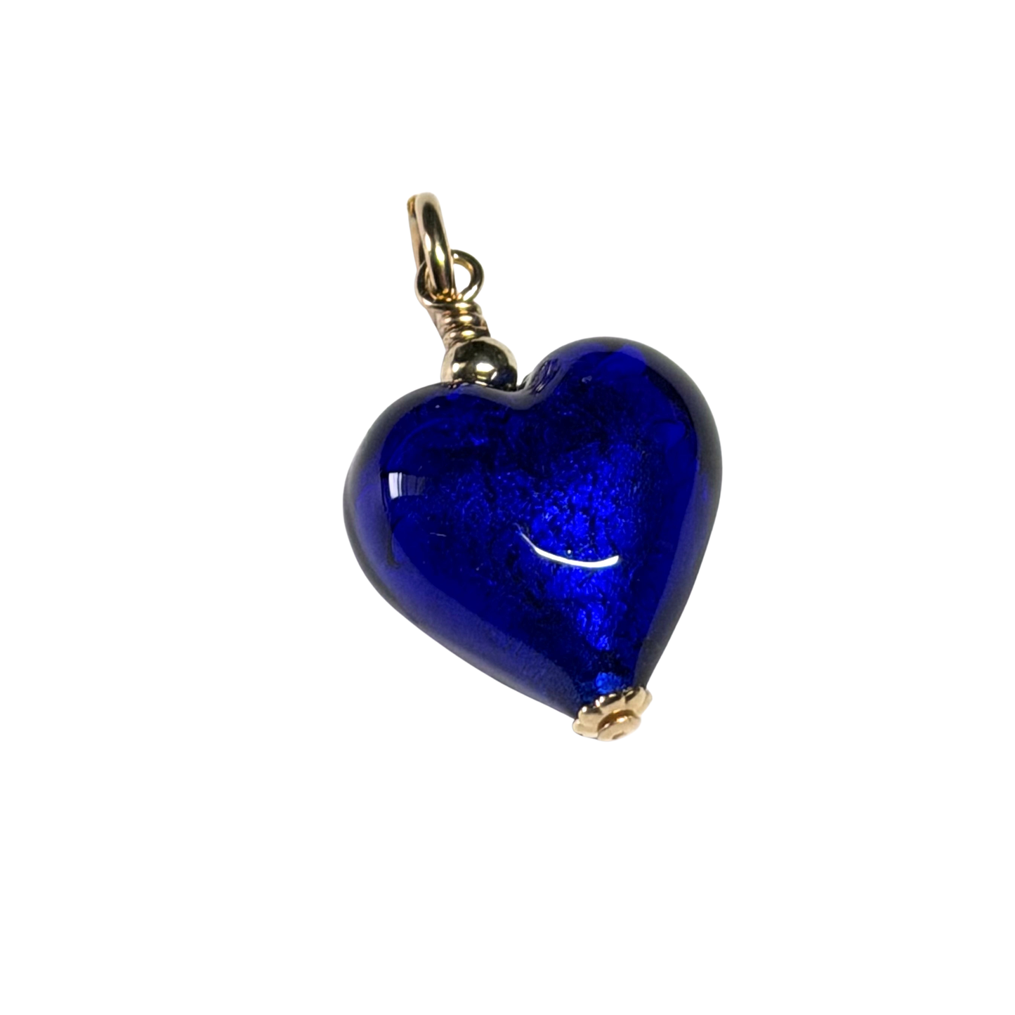 Collier pendentif cœur Murano bleu cobalt, petit modèle