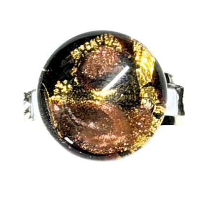 Bague tourbillon noire et or en verre de Murano