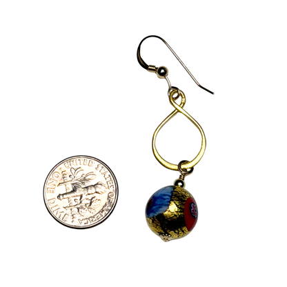 Murano Glass Millefiori Gold Vermeil Drop Gold Earrings
