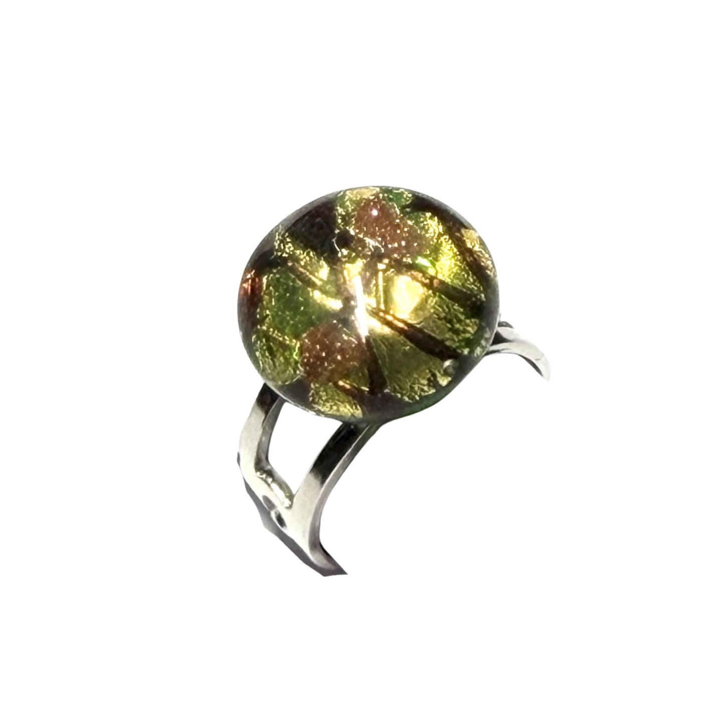 Murano Glass Green Adjustable Band Ring