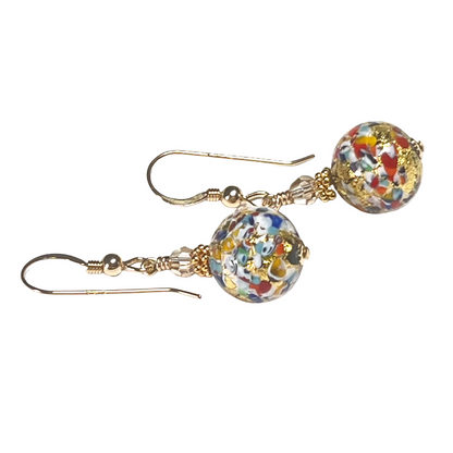 Murano Glass Klimt Ball Gold Earrings