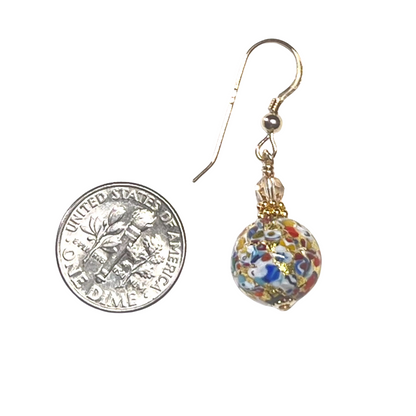 Murano Glass Klimt Ball Gold Earrings