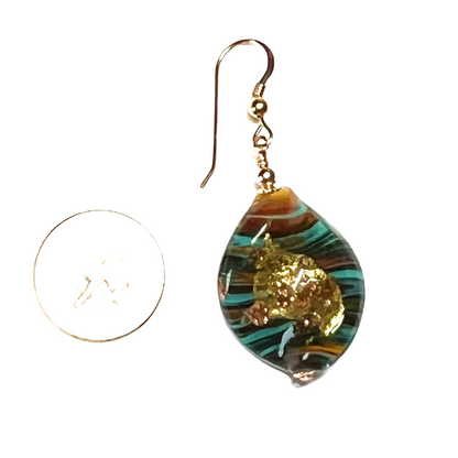 Murano Colorful Fiesta Twist Gold Earrings