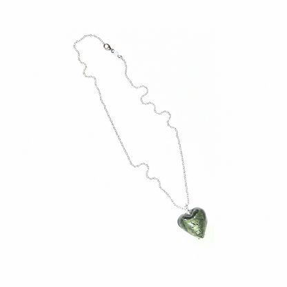 Murano gray heart pendant necklace