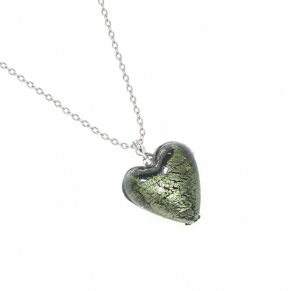 Pendentif Cœur en Verre de Murano, Petit et Gris