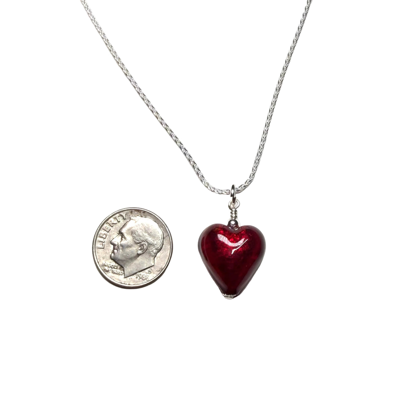 Murano Glass Small Red Heart Pendant Necklace