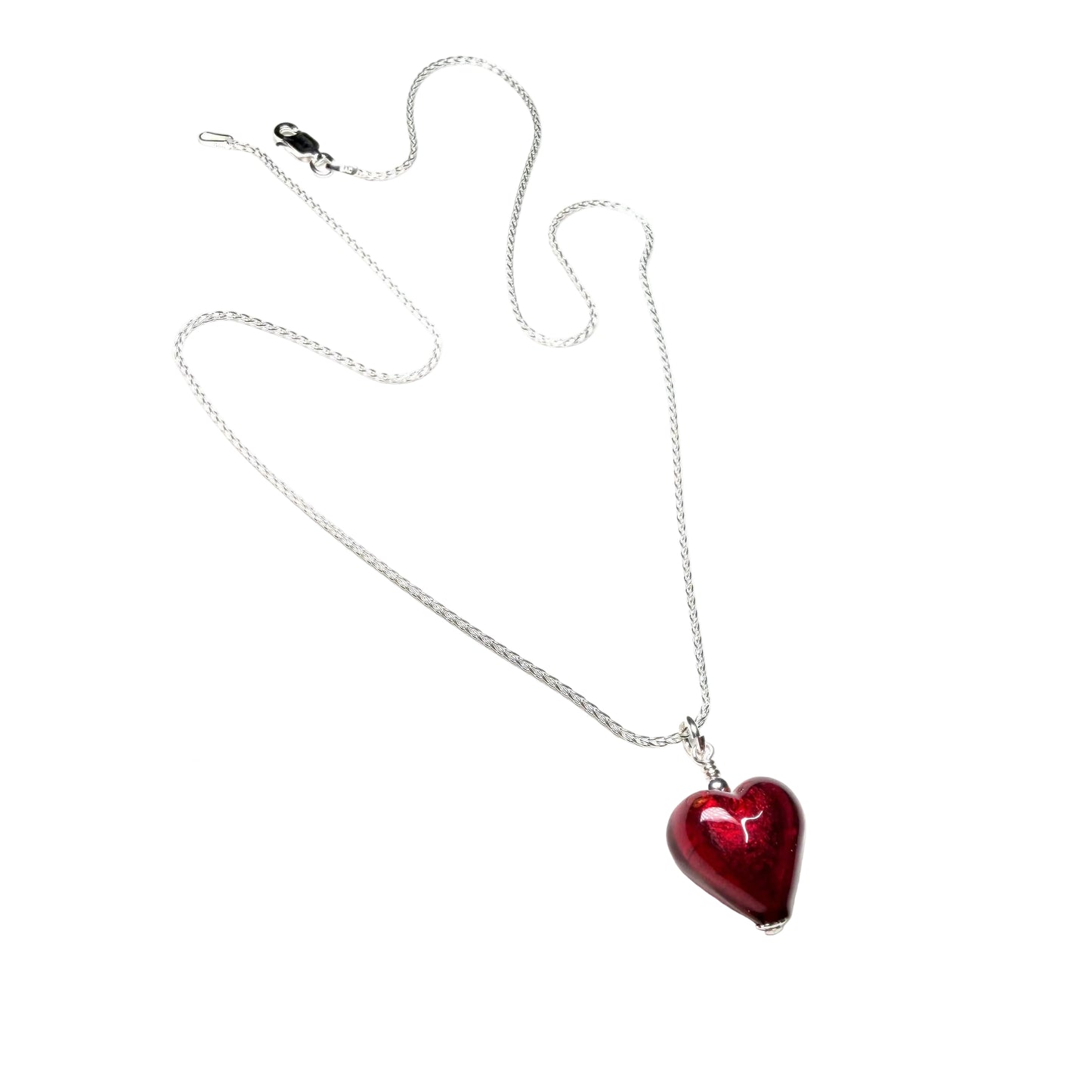 Murano Glass Small Red Heart Pendant Necklace