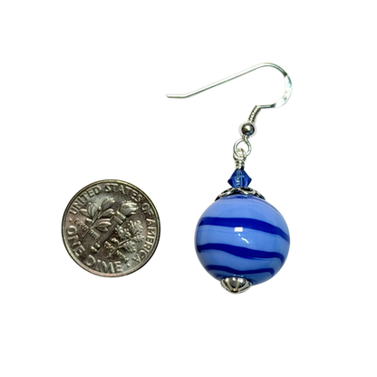 Blue Murano Glass Lampwork Earrings Sterling Silver Earrings