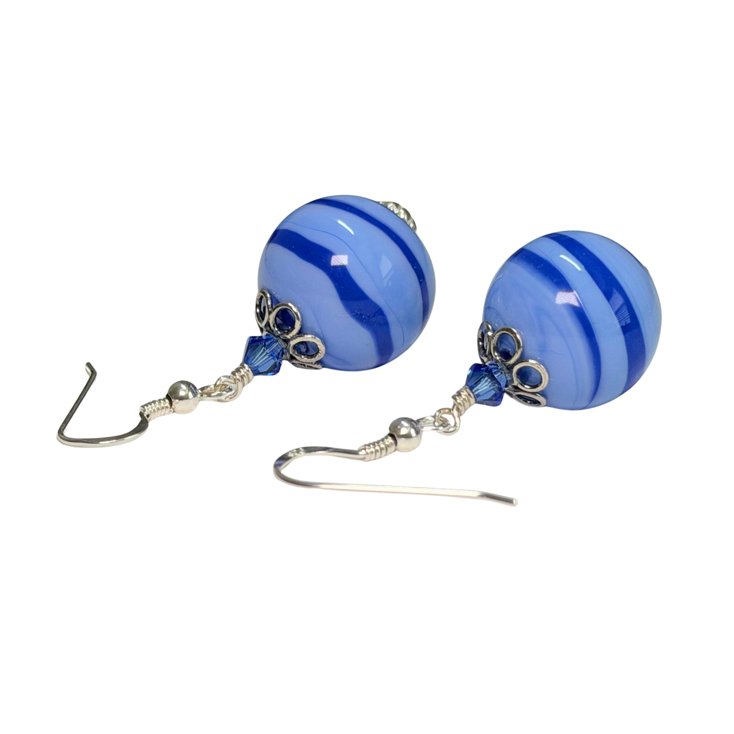 Blue Murano Glass Lampwork Earrings Sterling Silver Earrings